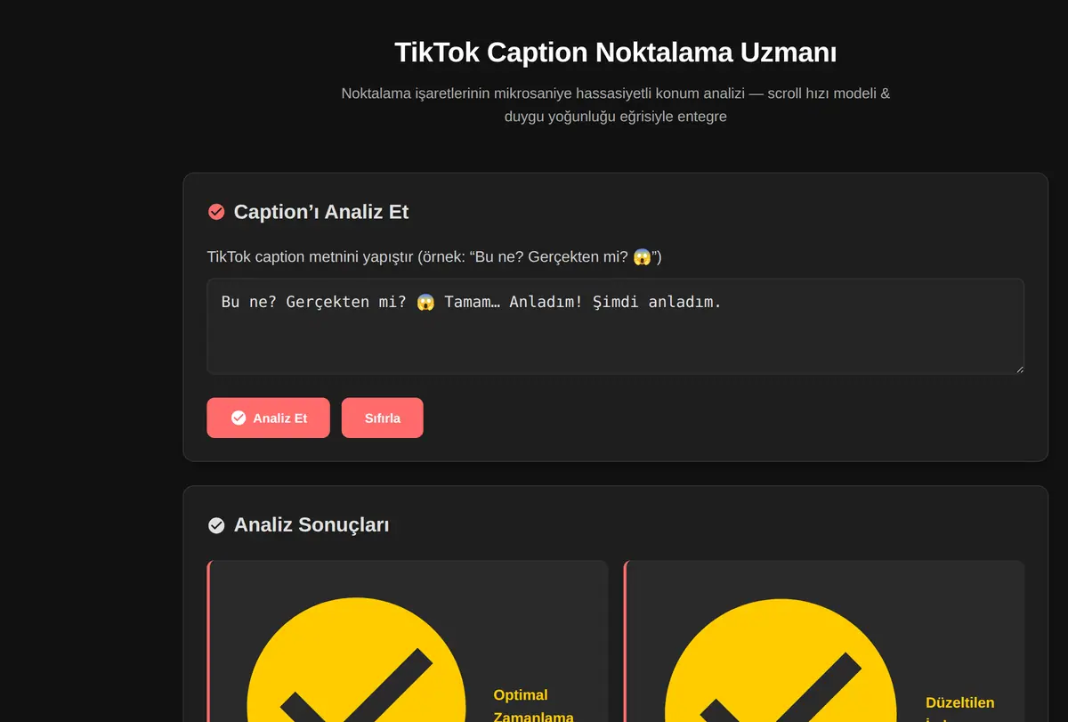 TikTok Caption Noktalama Uzmanı ekran görüntüsü