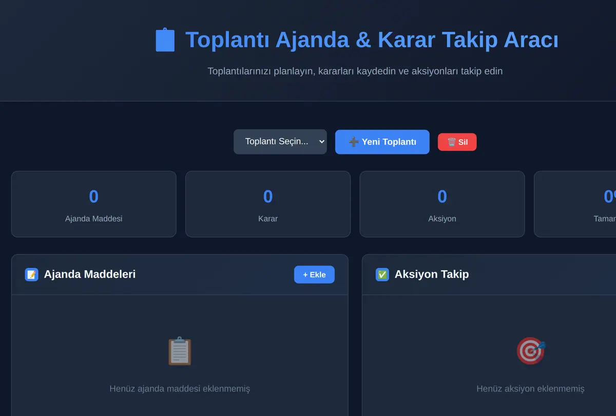 Toplantı Ajanda & Karar Takip Aracı ekran görüntüsü