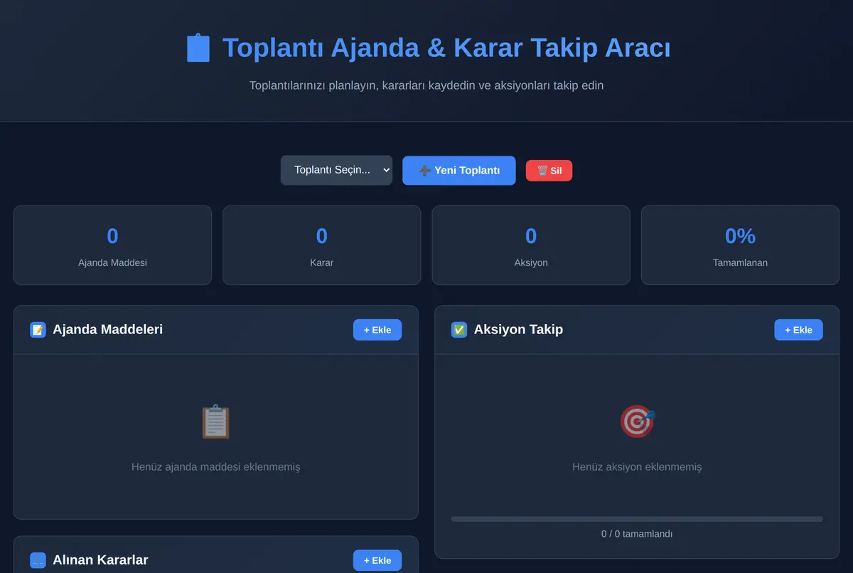 Toplantı Ajanda & Karar Takip Aracı ekran görüntüsü 2