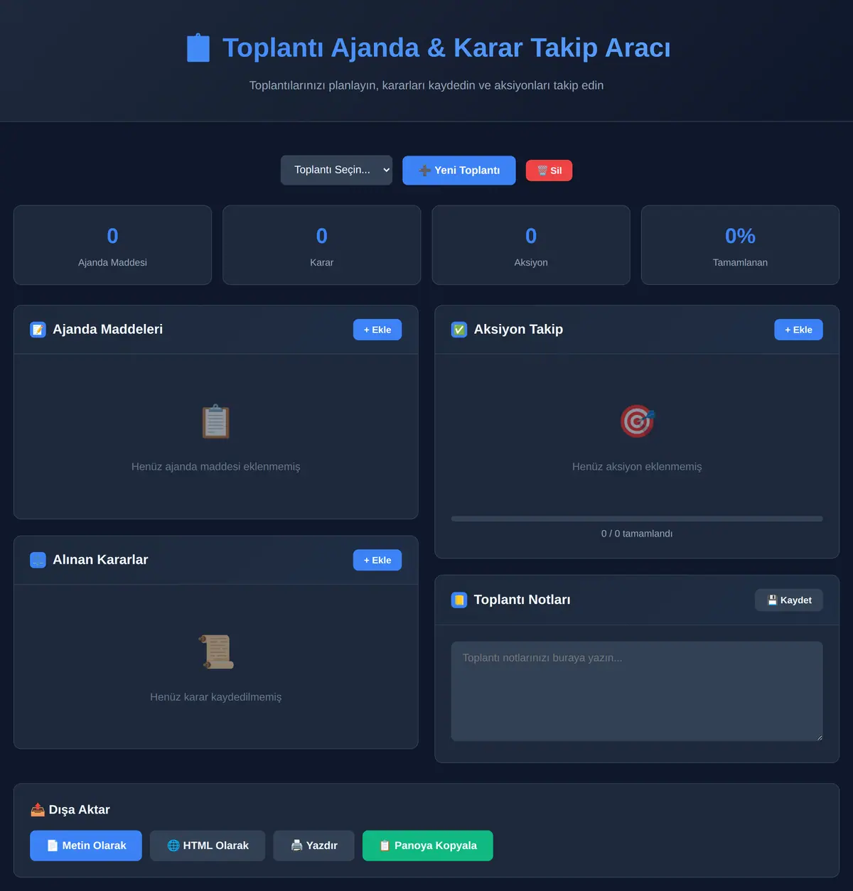 Toplantı Ajanda & Karar Takip Aracı ekran görüntüsü 3