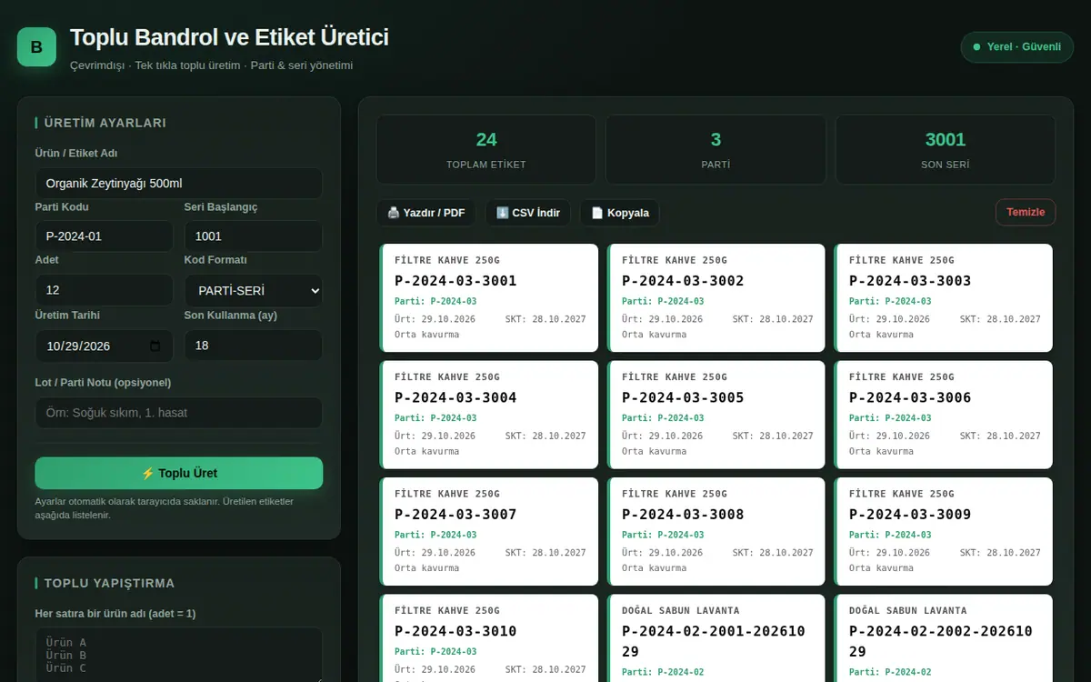 Toplu Bandrol & Etiket Üretici ekran görüntüsü