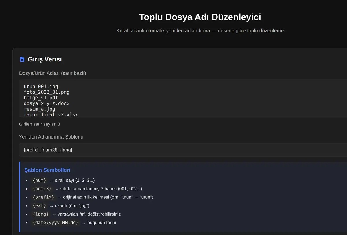 Toplu Dosya Adı Düzenleyici ekran görüntüsü