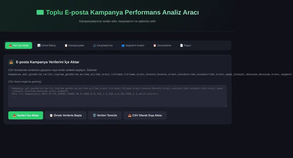 Toplu E-posta Kampanya Performans Analiz Aracı ekran görüntüsü 3