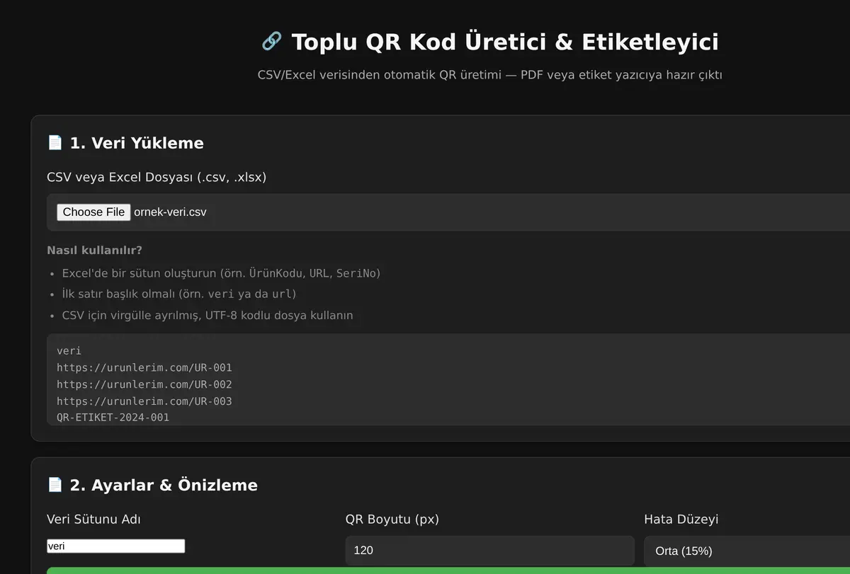 Toplu QR Kod Üretici & Etiketleyici ekran görüntüsü
