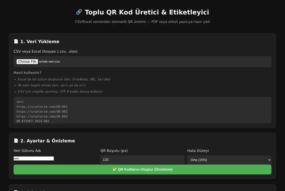 Toplu QR Kod Üretici & Etiketleyici ekran görüntüsü 2