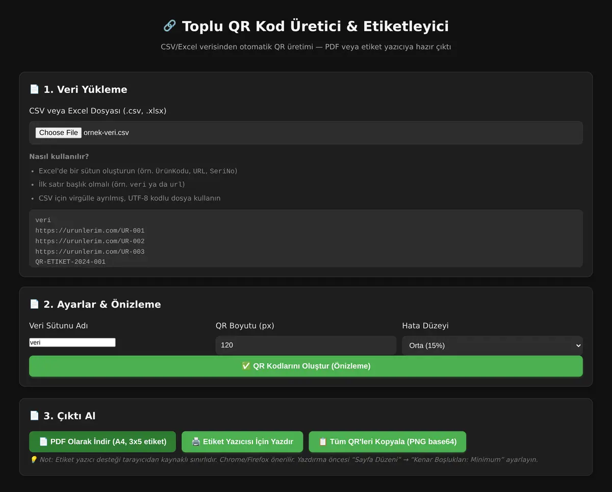 Toplu QR Kod Üretici & Etiketleyici ekran görüntüsü 3