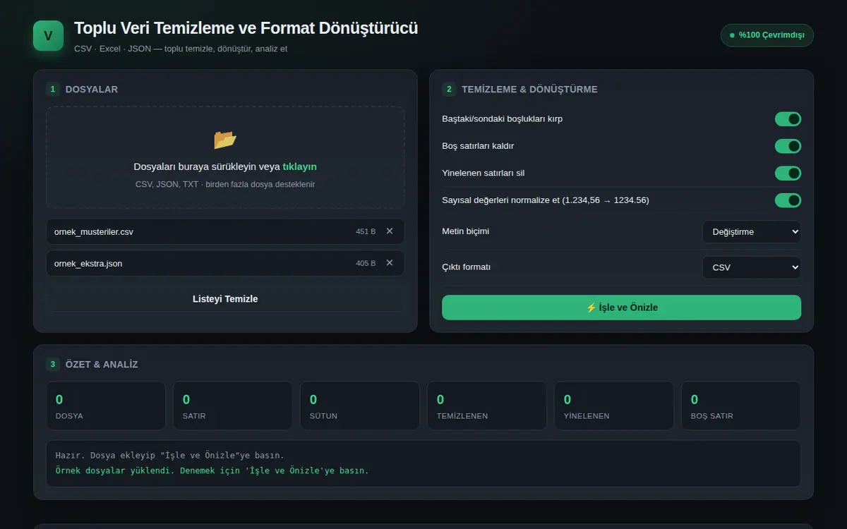 Toplu Veri Temizleme ve Format Dönüştürücü ekran görüntüsü
