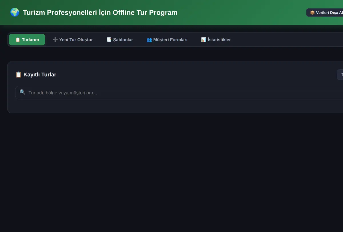 Turizm Profesyonelleri İçin Offline Tur Program ekran görüntüsü