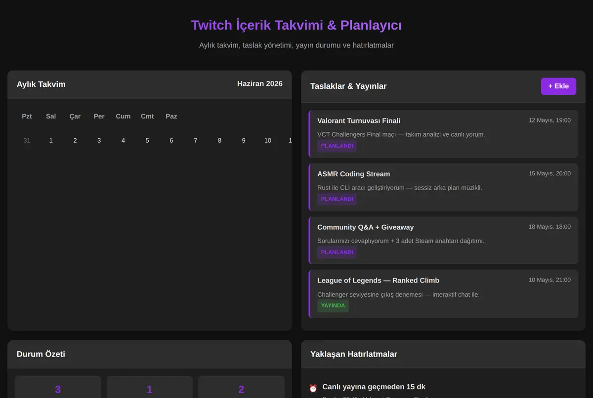 Twitch İçerik Takvimi & Planlayıcı ekran görüntüsü 2