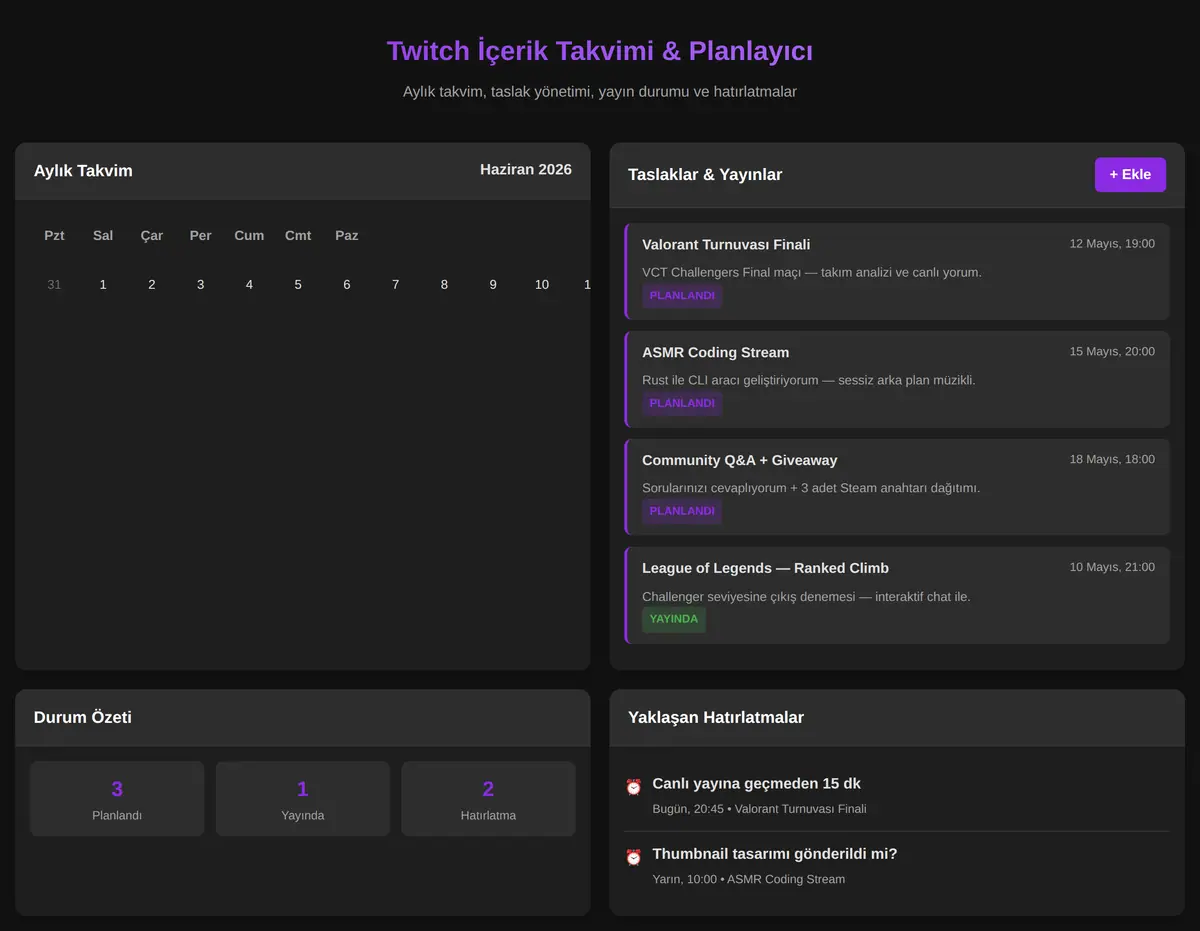 Twitch İçerik Takvimi & Planlayıcı ekran görüntüsü 3