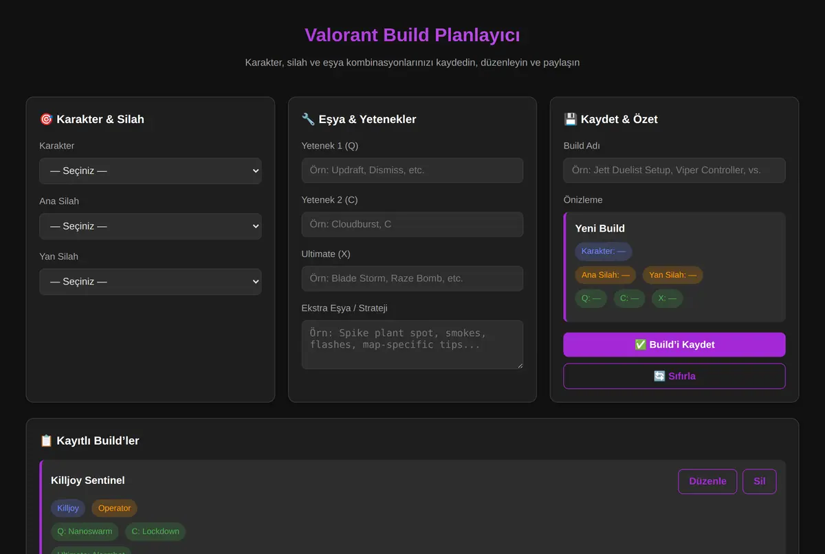 Valorant Build Planlayıcı - Eşya & Karakter Diz ekran görüntüsü 2