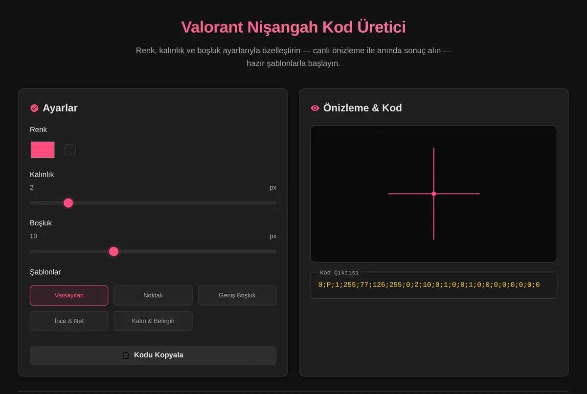 Valorant Nişangah Kod Üretici ekran görüntüsü 2
