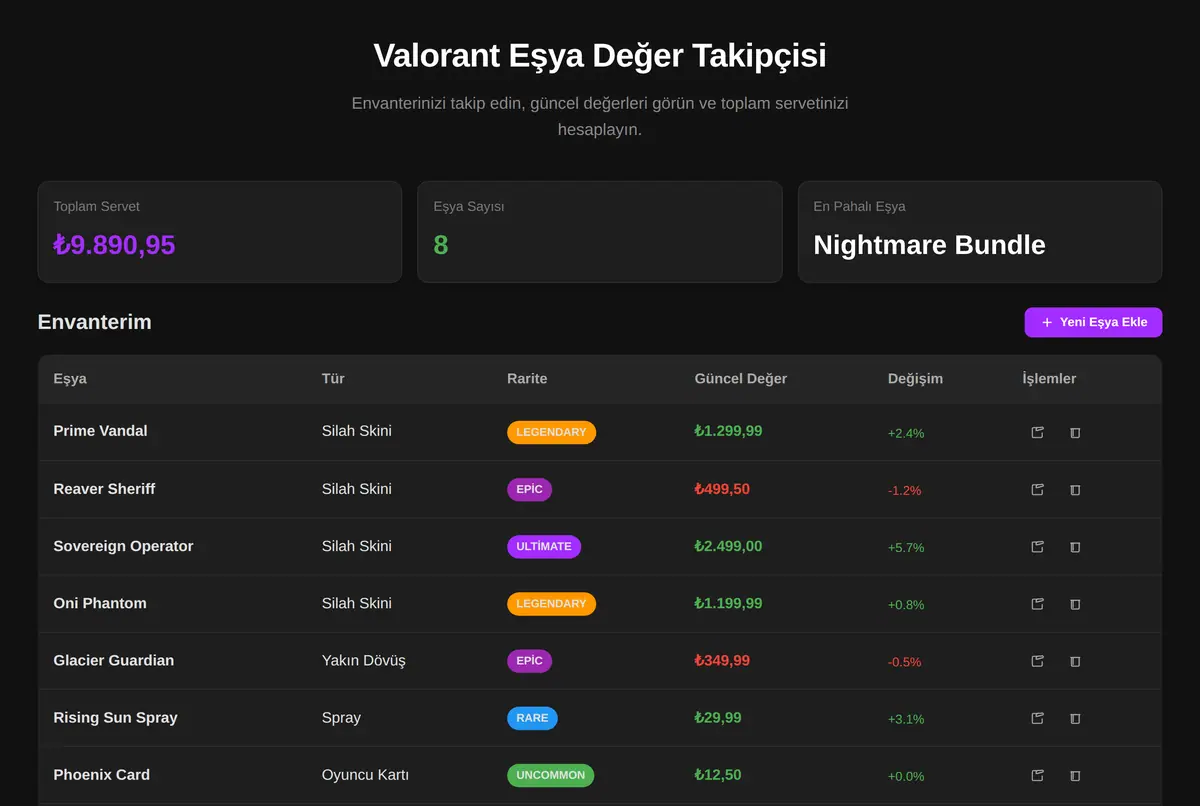 Valorant Eşya Değer Takipçisi ekran görüntüsü 2