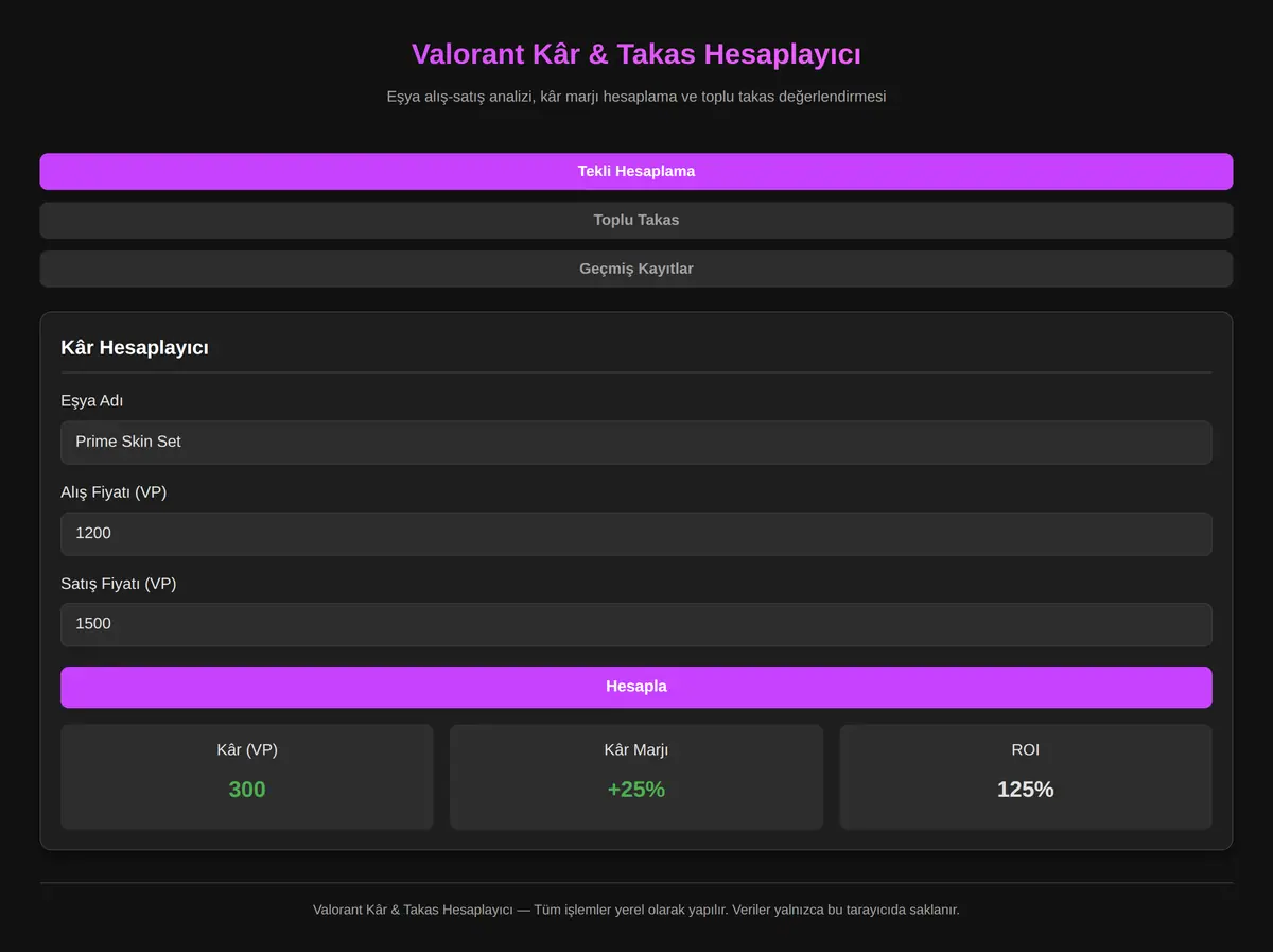 Valorant Kâr & Takas Hesaplayıcı ekran görüntüsü 3