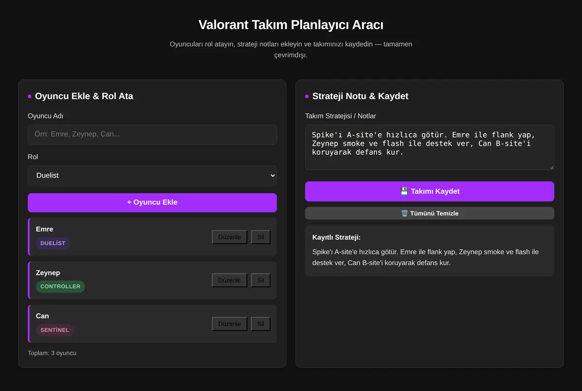 Valorant Takım Planlayıcı Aracı ekran görüntüsü 2