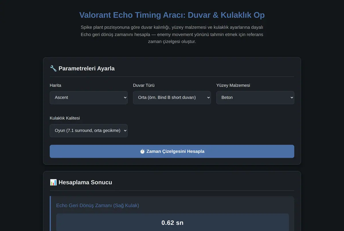 Valorant Echo Timing Aracı: Duvar & Kulaklık Op ekran görüntüsü 2