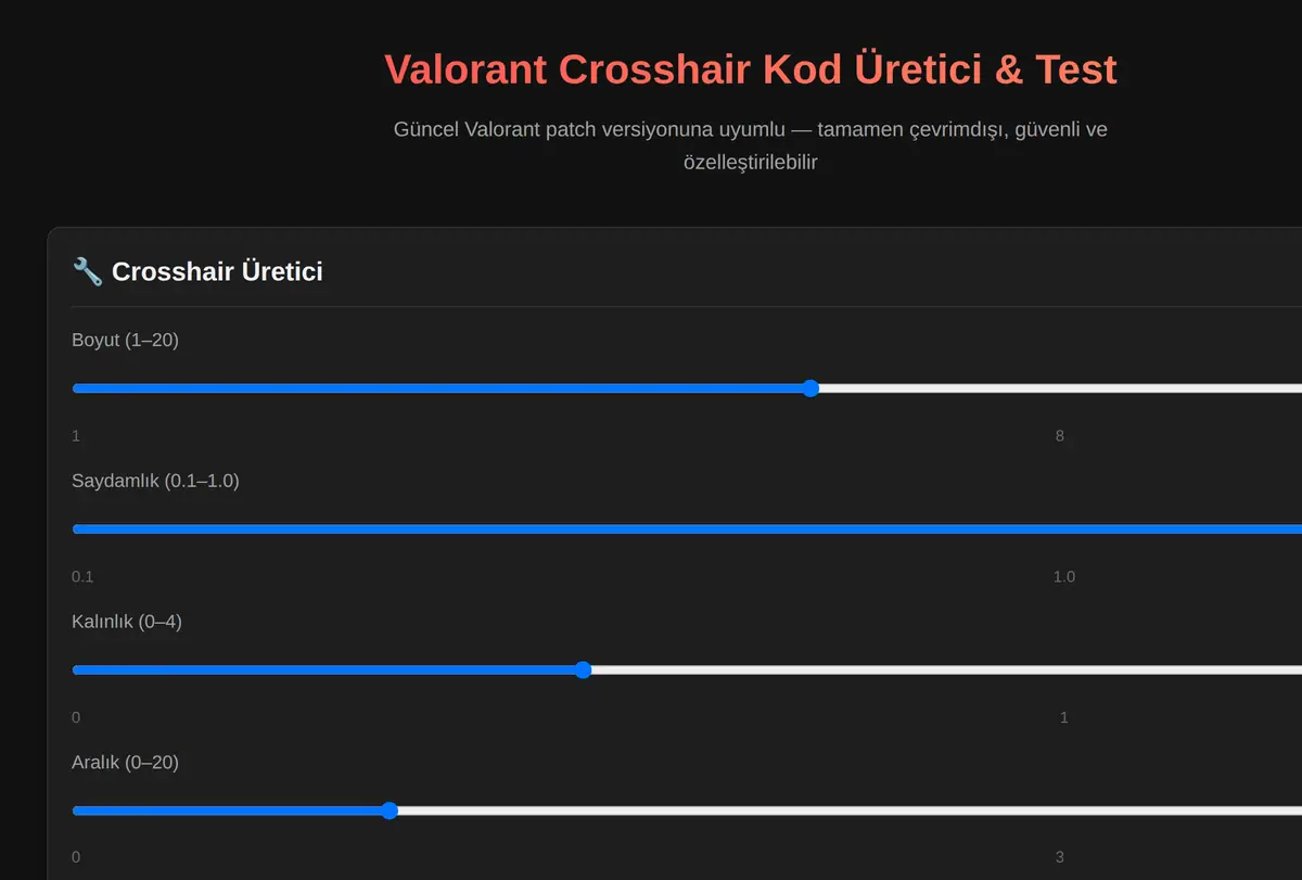Valorant Crosshair Kod Üretici & Test ekran görüntüsü