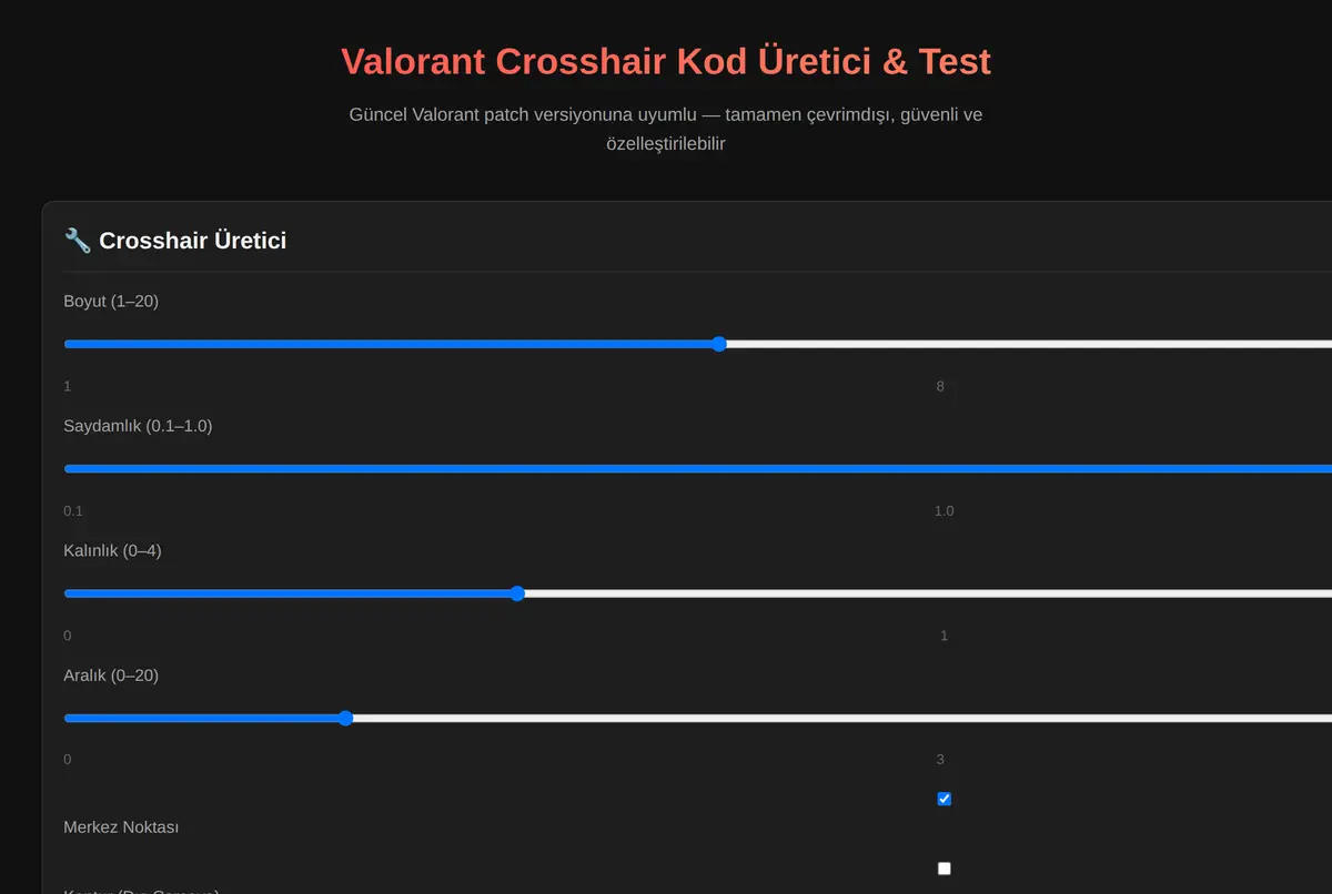 Valorant Crosshair Kod Üretici & Test ekran görüntüsü 2