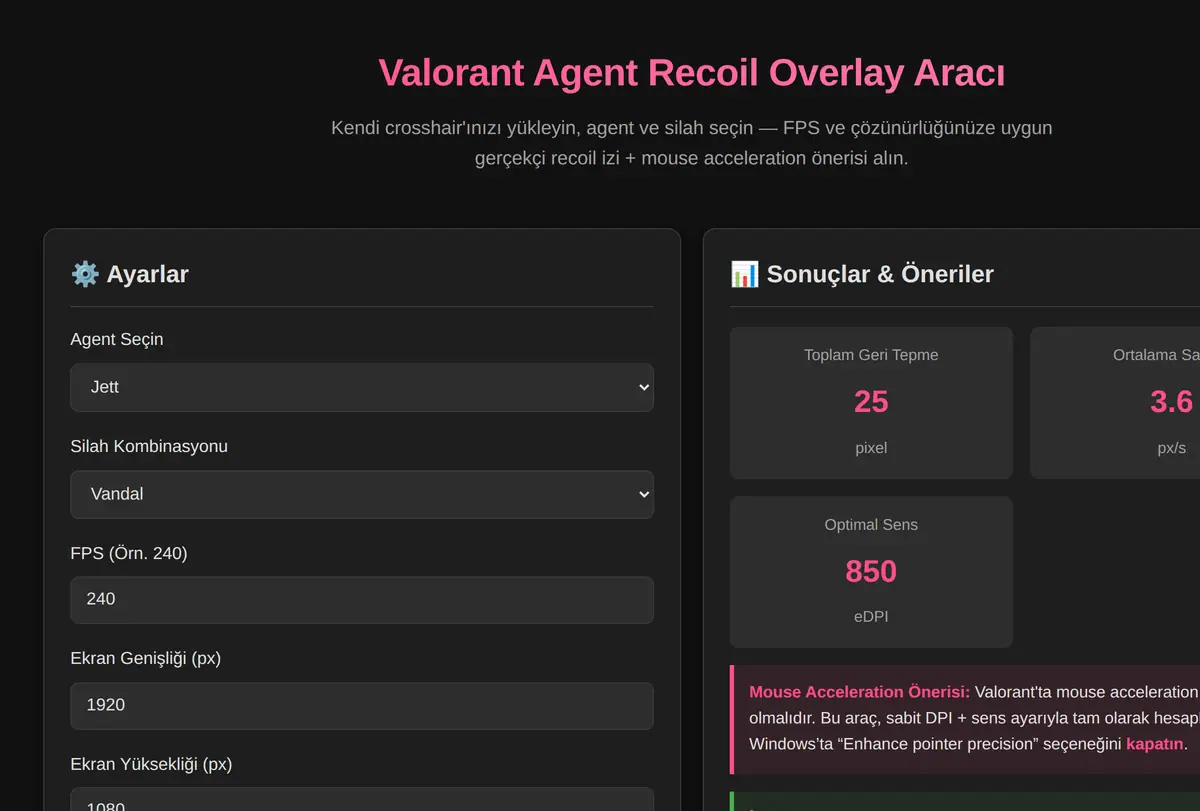 Valorant Agent Recoil Overlay Aracı ekran görüntüsü