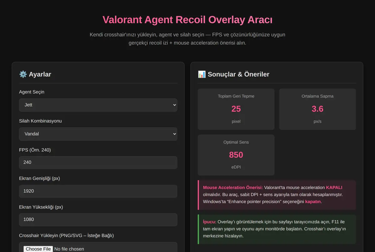 Valorant Agent Recoil Overlay Aracı ekran görüntüsü 2