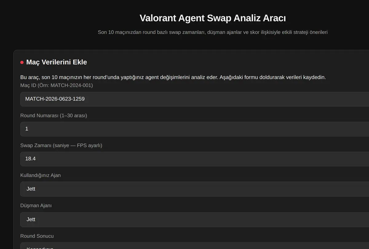 Valorant Agent Swap Analiz Aracı ekran görüntüsü