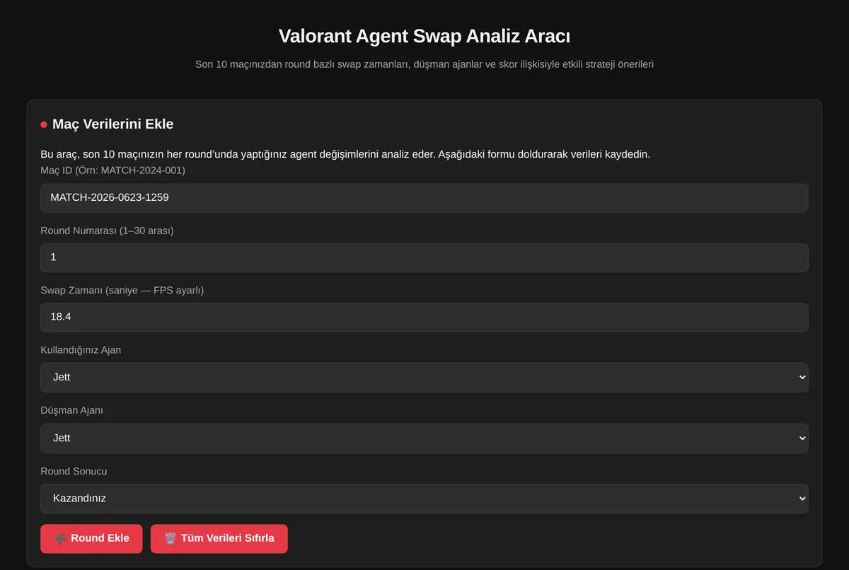 Valorant Agent Swap Analiz Aracı ekran görüntüsü 2