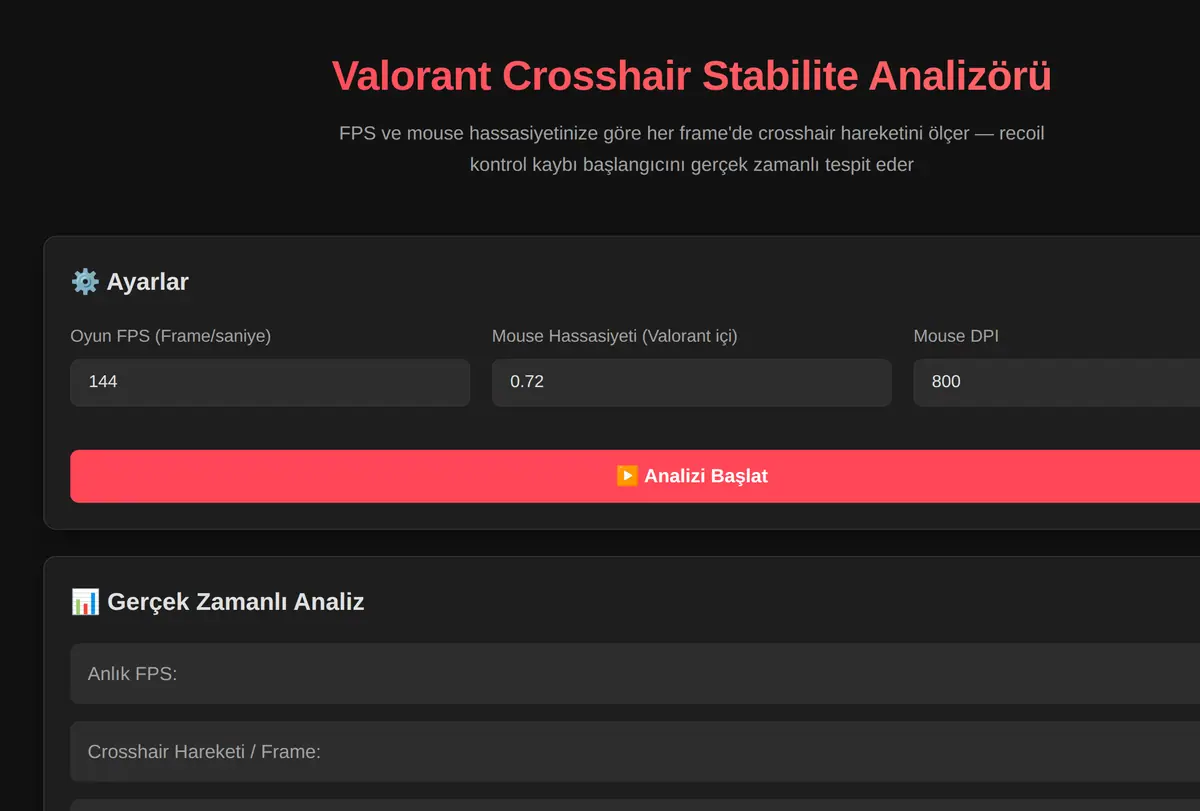 Valorant Crosshair Stabilite Analizörü ekran görüntüsü