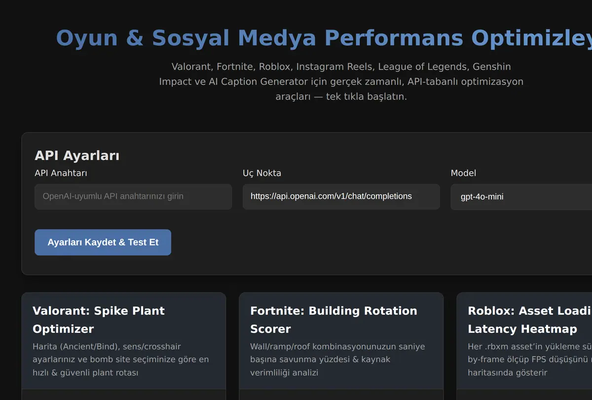 Oyun & Sosyal Medya Performans Optimizleyici ekran görüntüsü