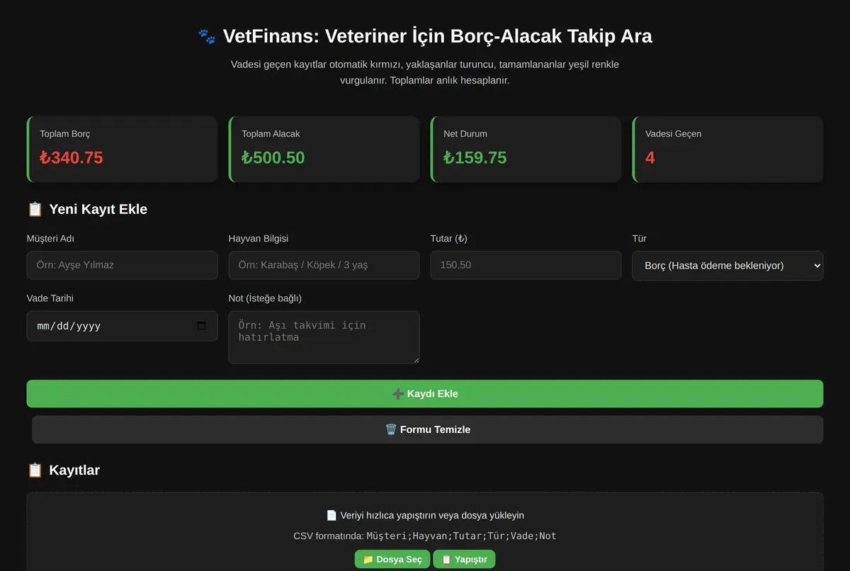 VetFinans: Veteriner İçin Borç-Alacak Takip Ara ekran görüntüsü 2