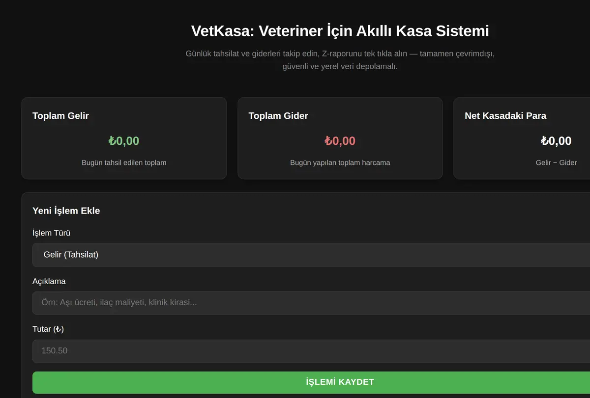 VetKasa: Veteriner İçin Akıllı Kasa Sistemi ekran görüntüsü