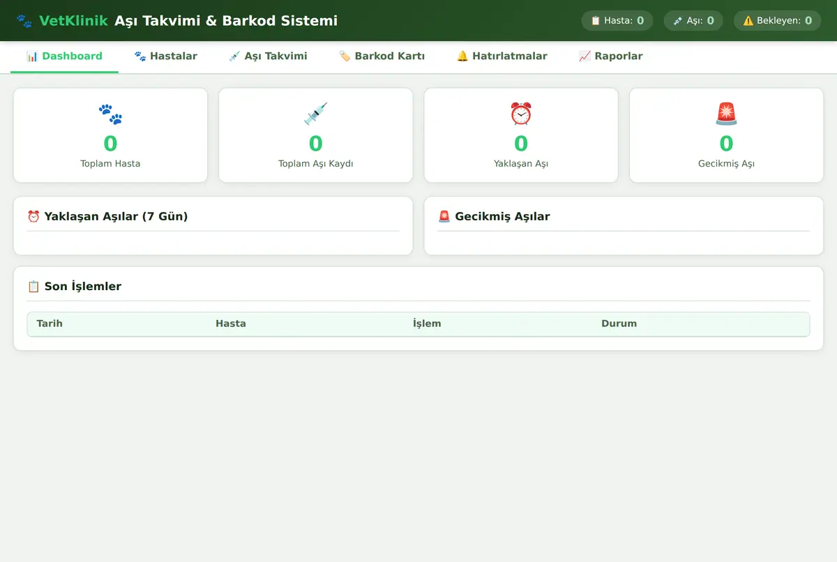 Veteriner Klinik Aşı Takvimi & Barkod Hasta Kartı ekran görüntüsü 2