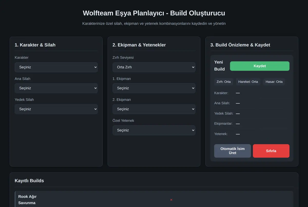 Wolfteam Eşya Planlayıcı - Build Oluşturucu ekran görüntüsü 2