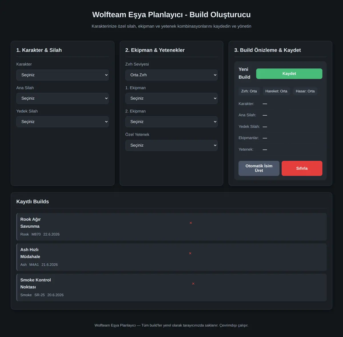 Wolfteam Eşya Planlayıcı - Build Oluşturucu ekran görüntüsü 3