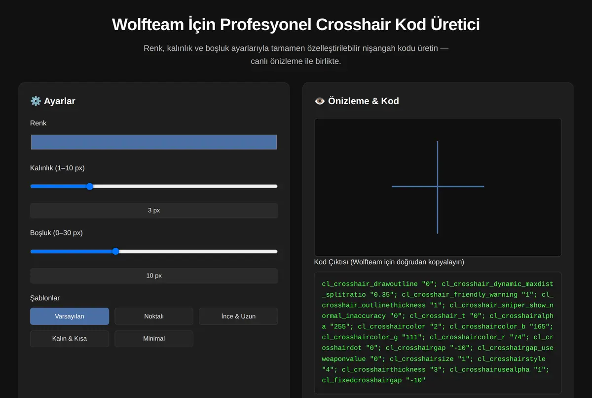 Wolfteam İçin Profesyonel Crosshair Kod Üretici ekran görüntüsü 2