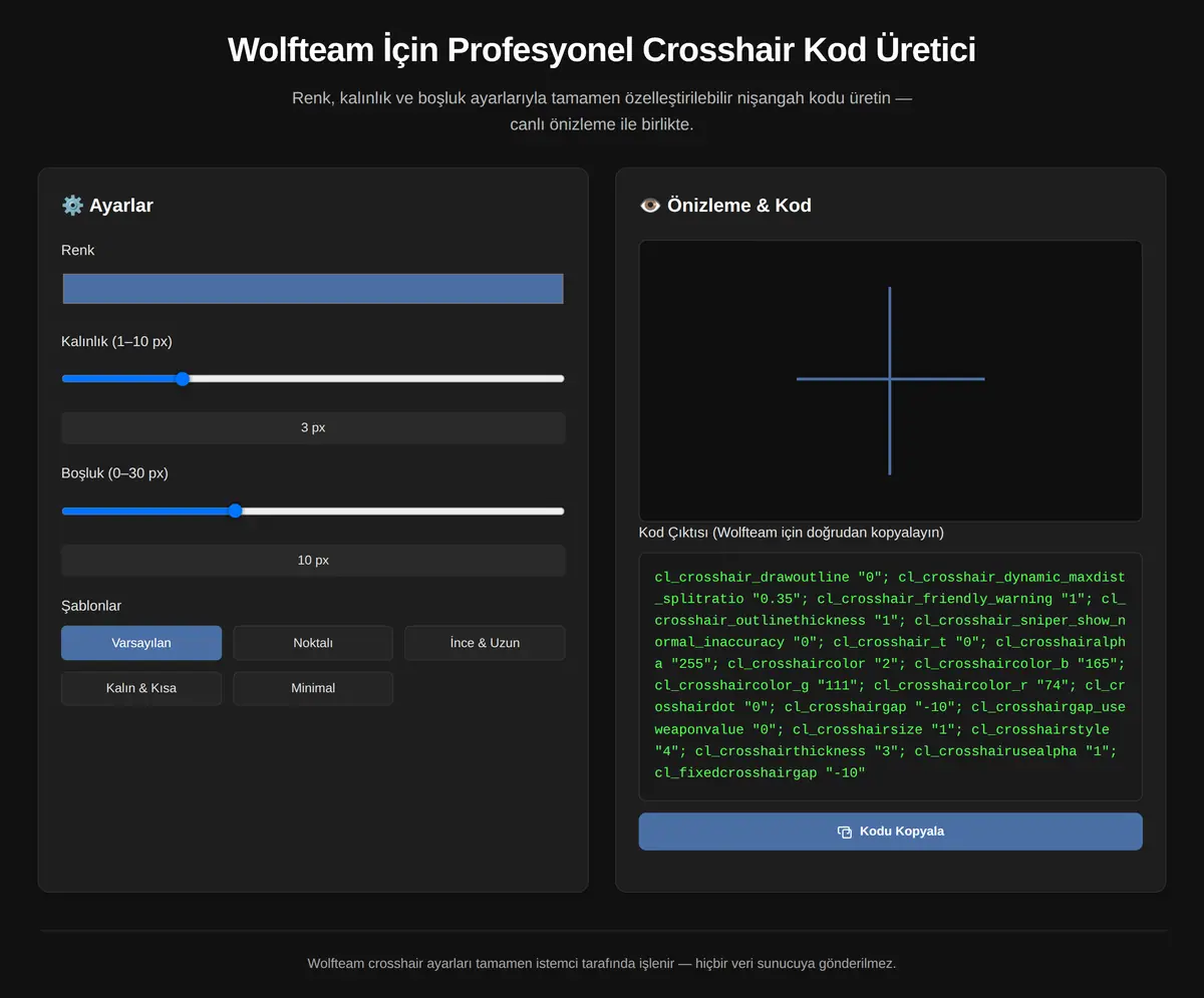 Wolfteam İçin Profesyonel Crosshair Kod Üretici ekran görüntüsü 3
