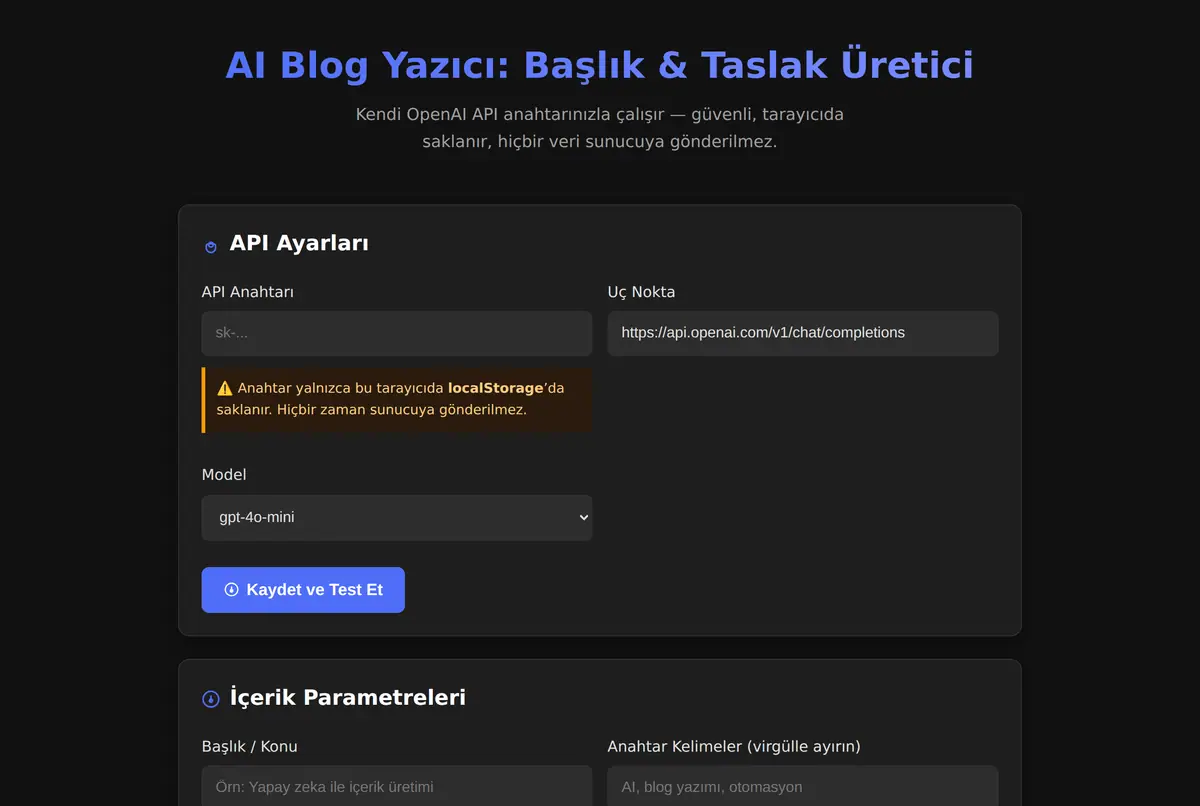 AI Blog Yazıcı: Başlık & Taslak Üretici ekran görüntüsü 2