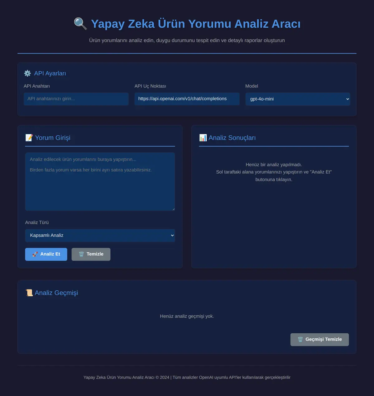 Yapay Zeka Ürün Yorumu Analiz Aracı ekran görüntüsü 3