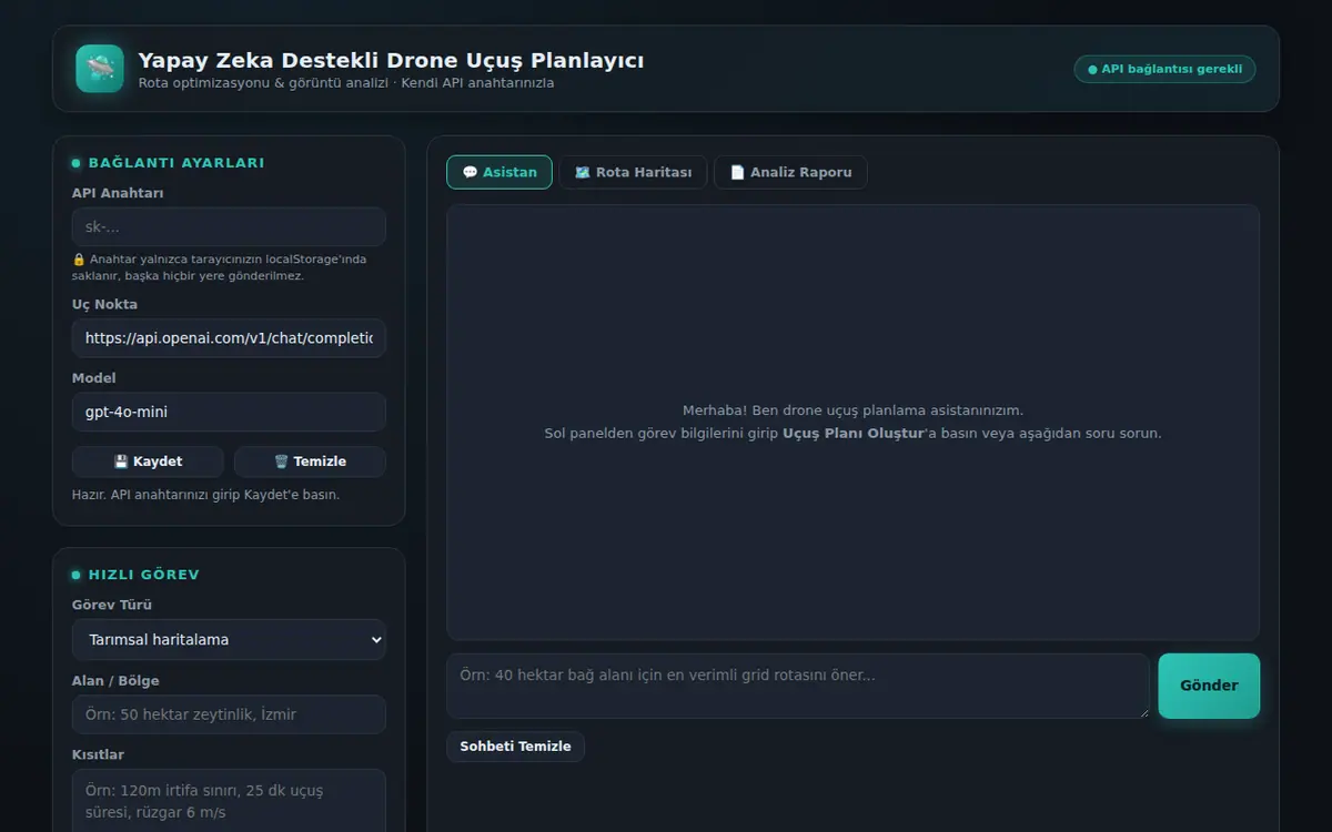 Yapay Zeka Destekli Drone Uçuş Planlayıcı ekran görüntüsü