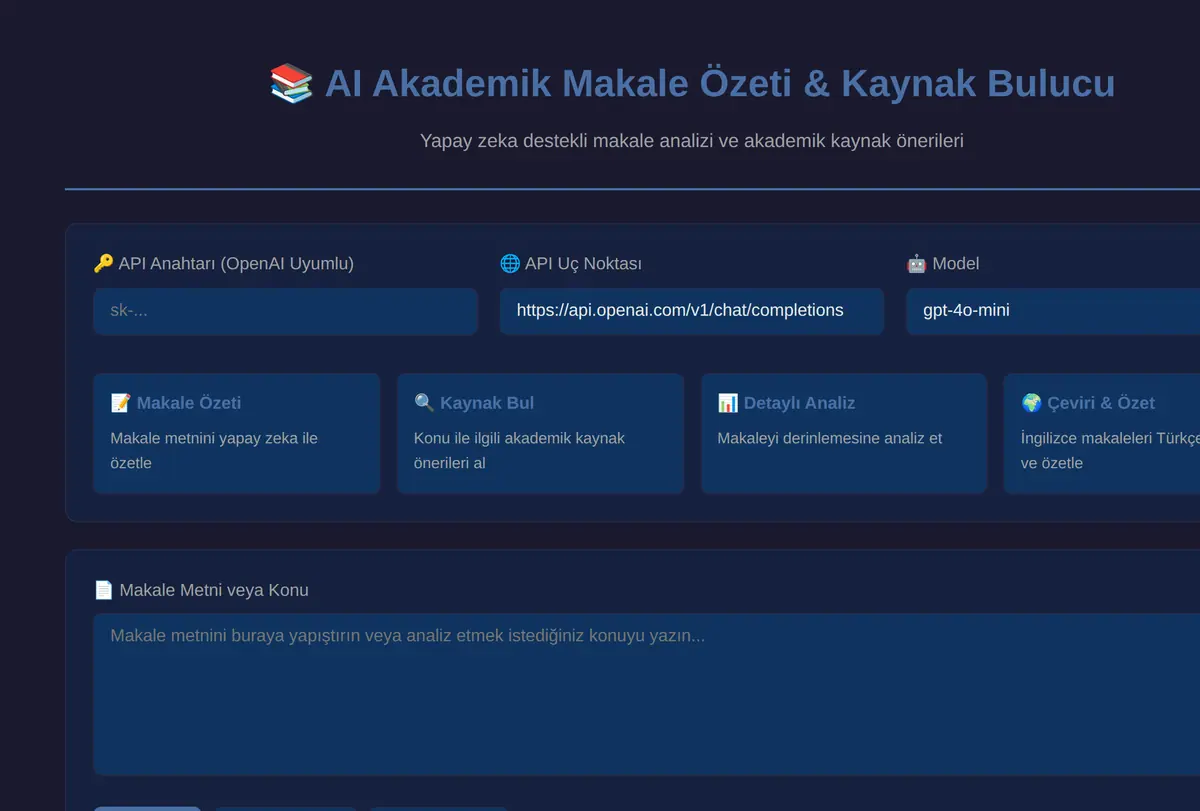 AI Akademik Makale Özeti & Kaynak Bulucu ekran görüntüsü