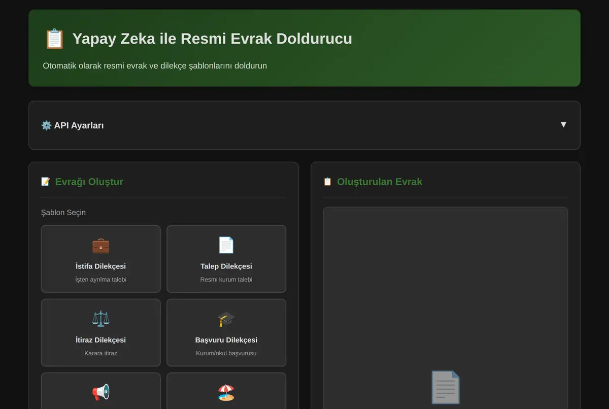 Yapay Zeka ile Resmi Evrak Doldurucu ekran görüntüsü 2