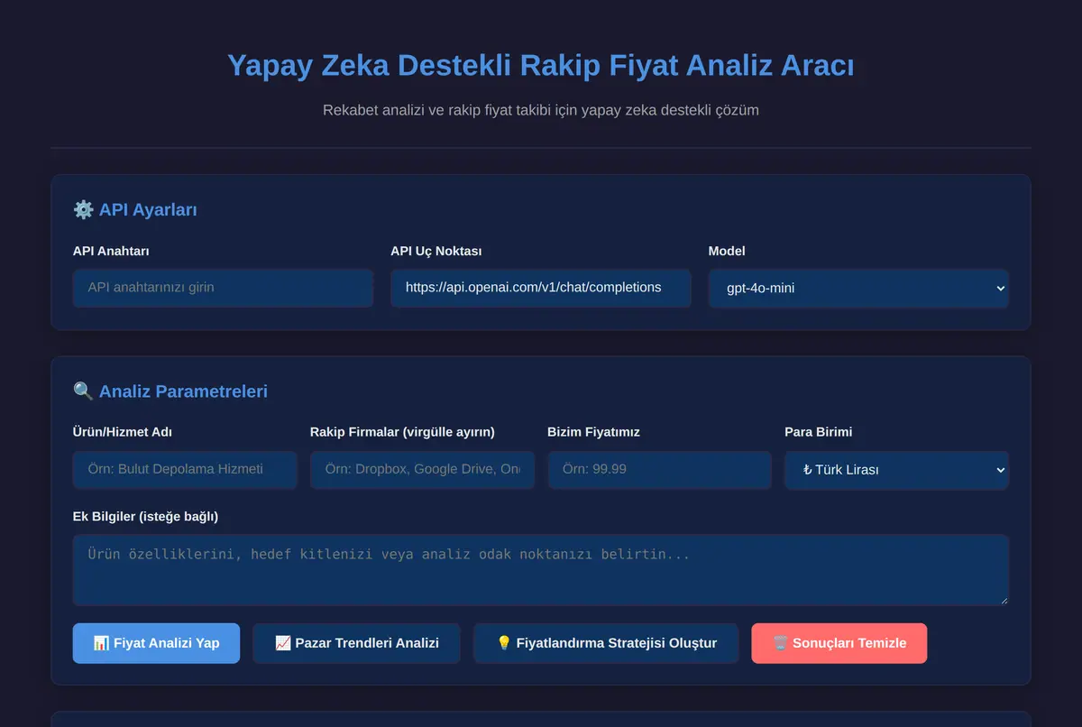 Yapay Zeka Destekli Rakip Fiyat Analiz Aracı ekran görüntüsü 2