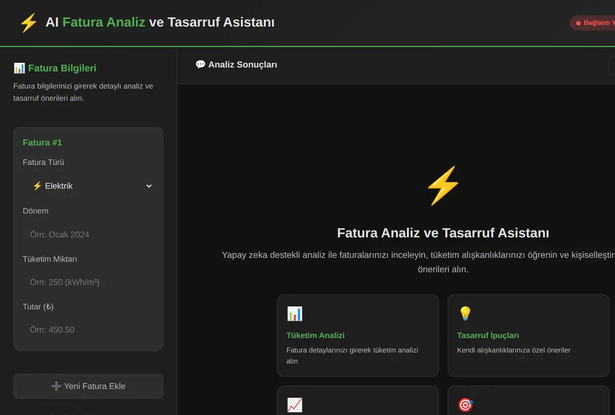AI Fatura Analiz ve Tasarruf Asistanı ekran görüntüsü