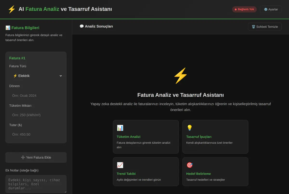 AI Fatura Analiz ve Tasarruf Asistanı ekran görüntüsü 2