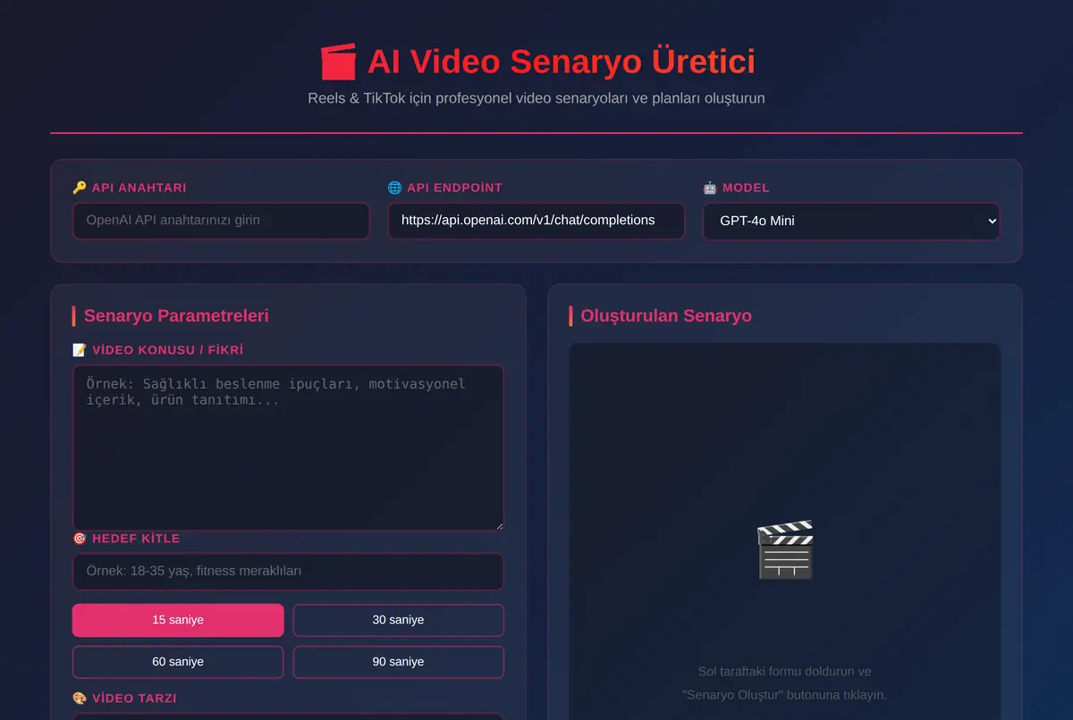 AI Video Senaryo Üretici - Reels & TikTok ekran görüntüsü 2
