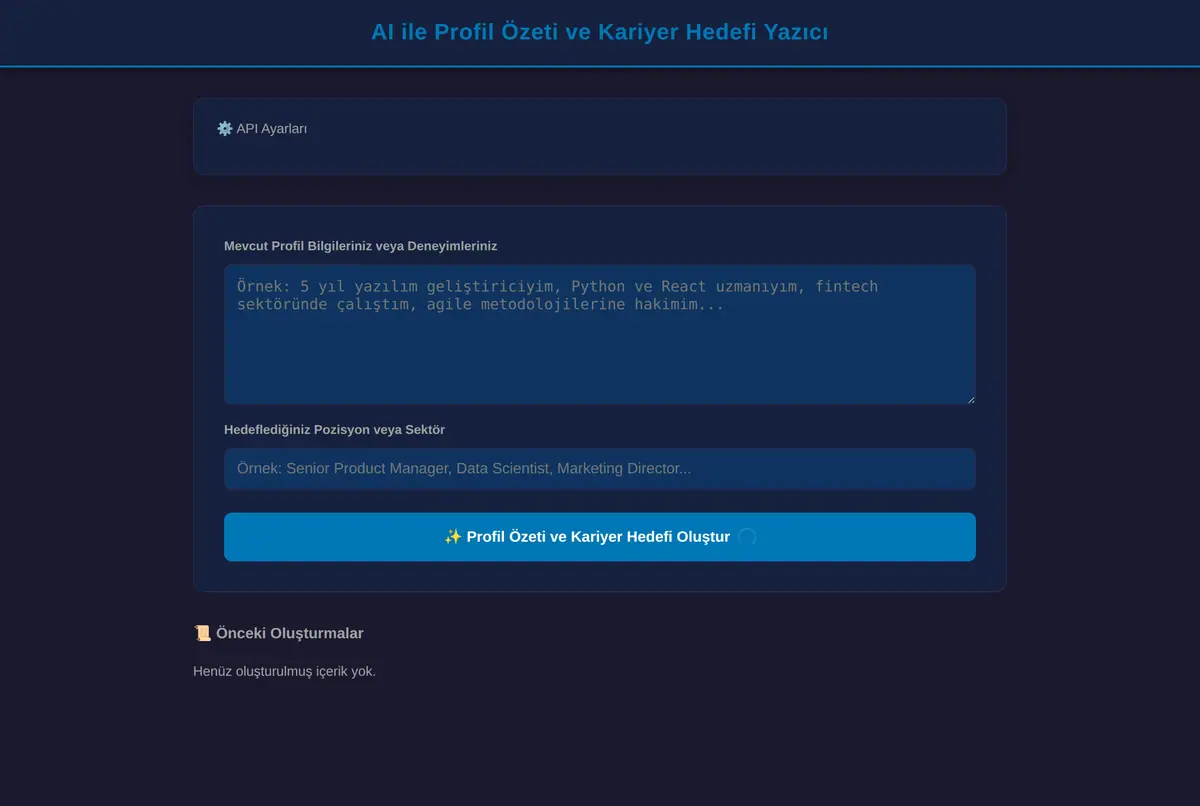 AI ile Profil Özeti ve Kariyer Hedefi Yazıcı ekran görüntüsü 3