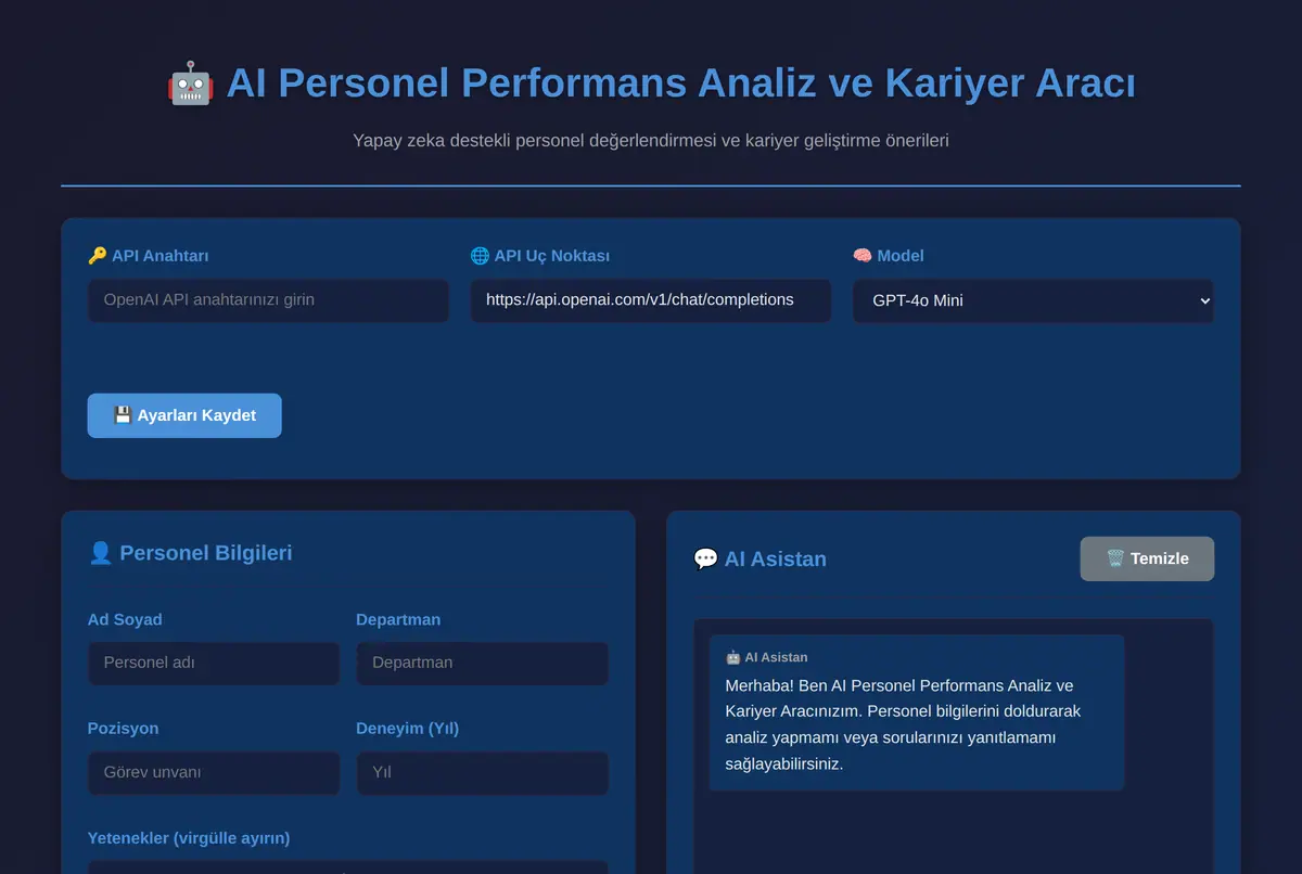 AI Personel Performans Analiz ve Kariyer Aracı ekran görüntüsü 2