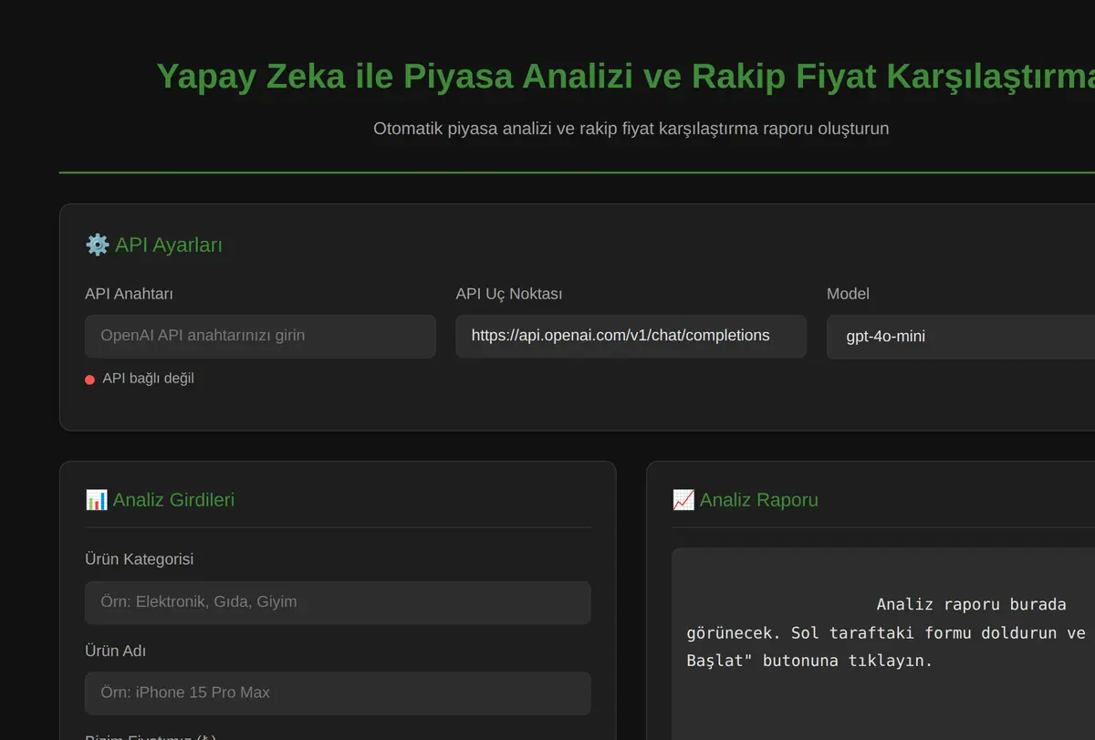 Yapay Zeka ile Piyasa Analizi ve Rakip Fiyat Karşılaştırma ekran görüntüsü