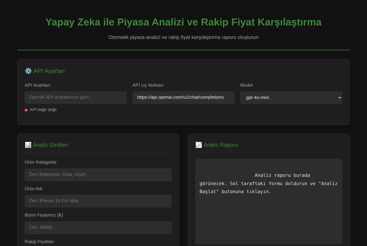 Yapay Zeka ile Piyasa Analizi ve Rakip Fiyat Karşılaştırma ekran görüntüsü 2