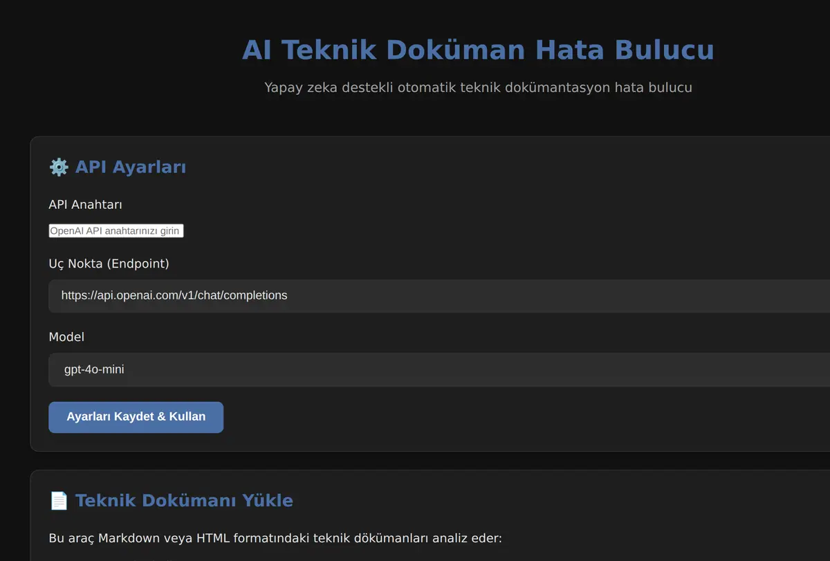 AI Teknik Doküman Hata Bulucu ekran görüntüsü