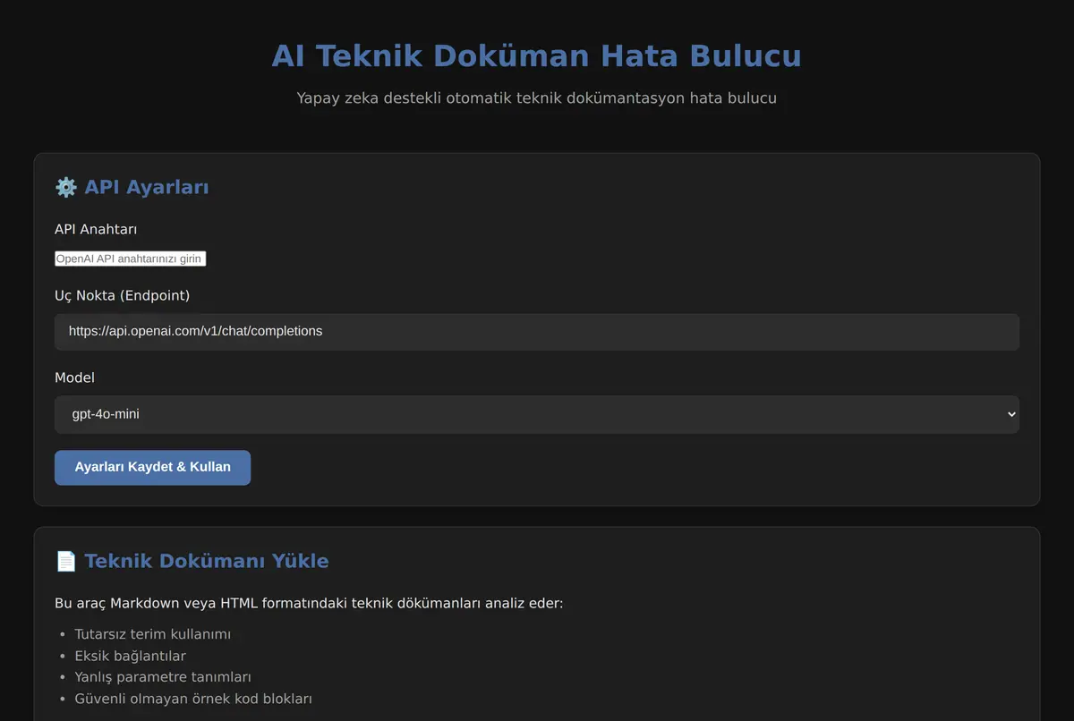 AI Teknik Doküman Hata Bulucu ekran görüntüsü 2